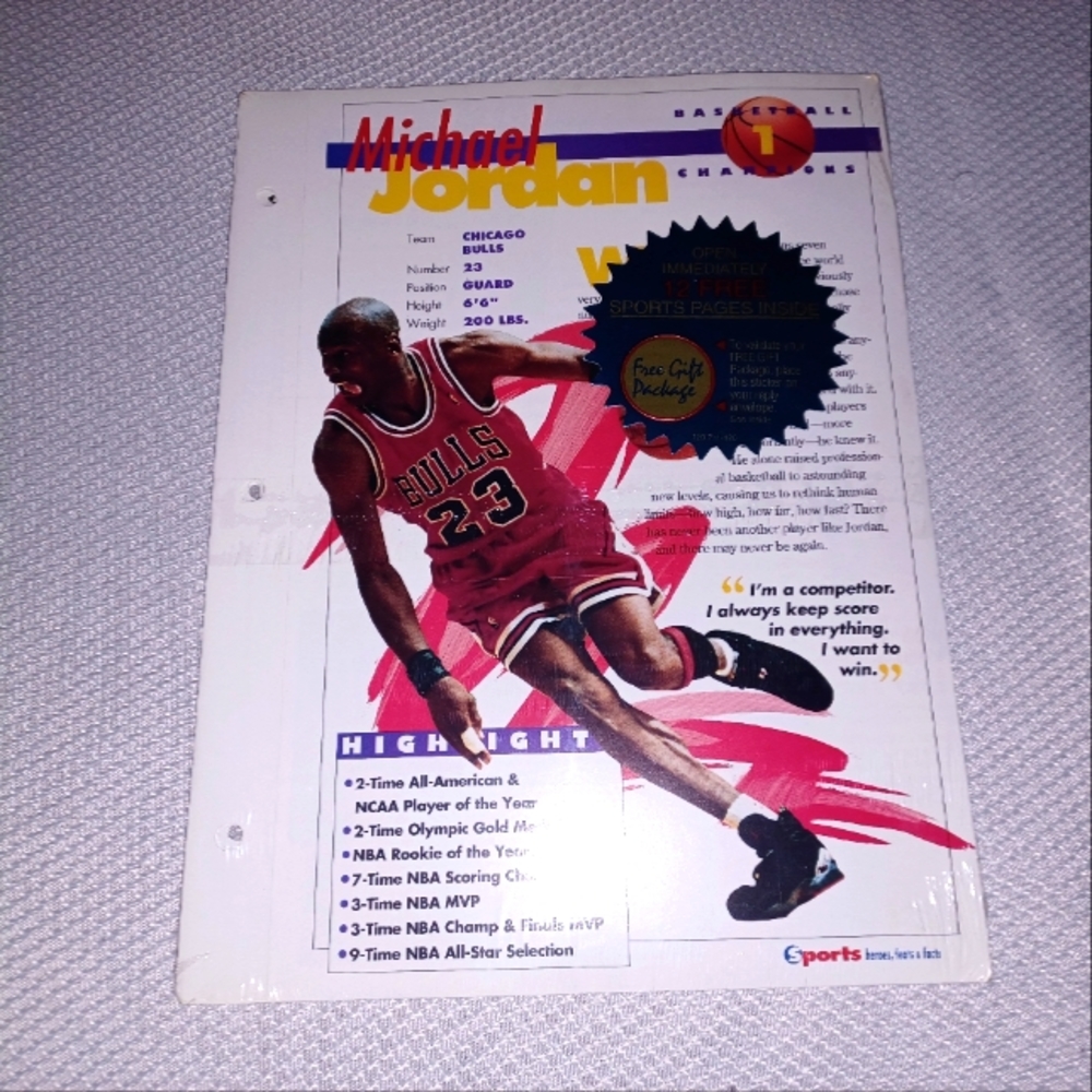 Sports Heroes Feats Facts 12 Pages Sealed Michael Jordan Joe Montana + 10 Others